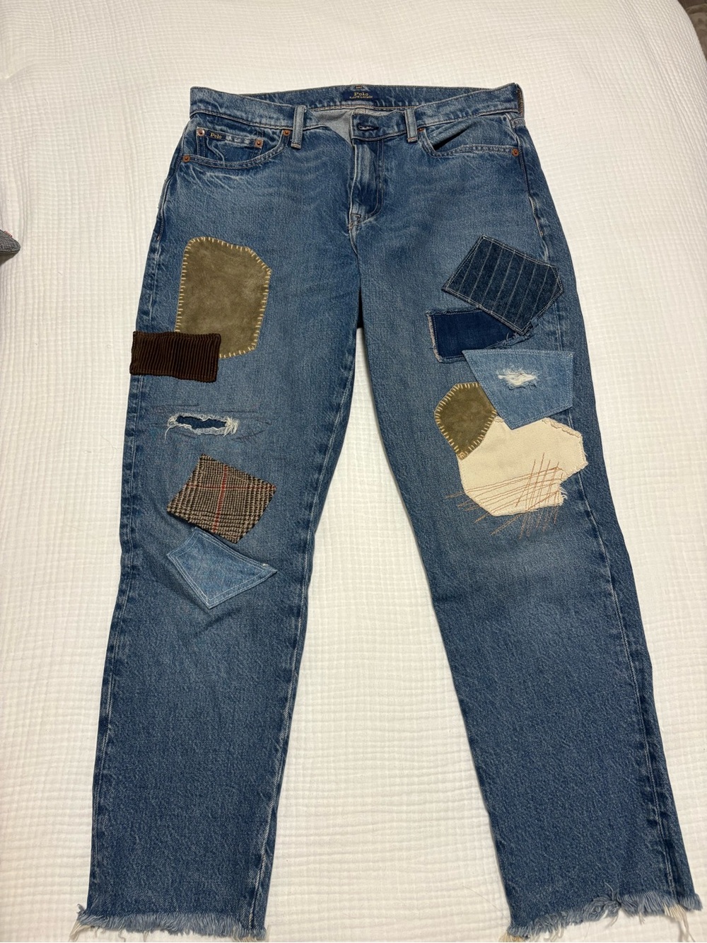 Ralph Lauren Blue Patchwork Straight-Leg Jeans
